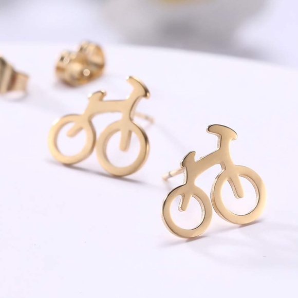 New Adorable Bicycle Bike Stud Earrings Silver - Picture 7 of 8